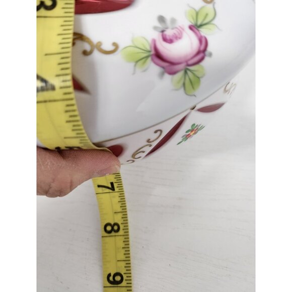 Vintage 19th Century Czech Bohemian Milk Cranberry Glass Candy Dish Bowl Lidded - Picture 9 of 10